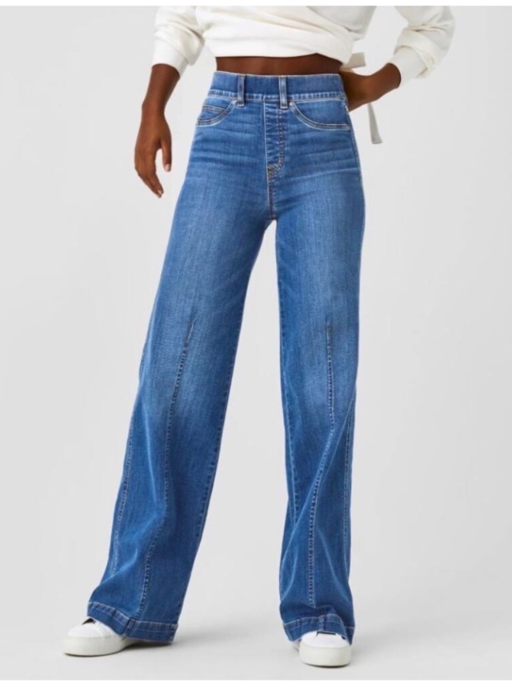 Spanx Front Seam Wide Leg Jeans Vintage Indigo Women's Size M